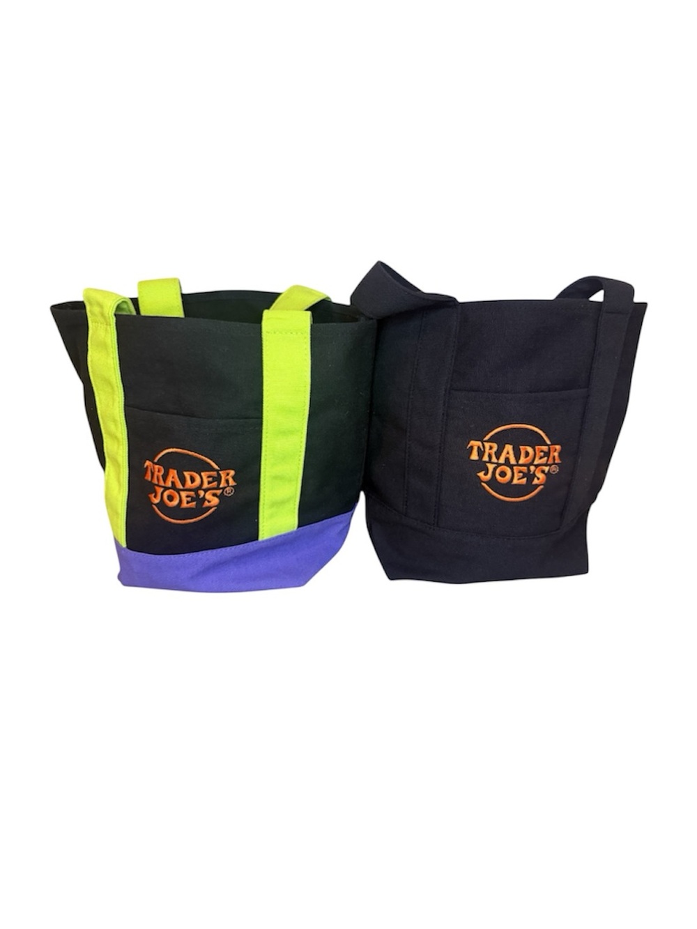 Trader Joe's Mini Canvas Tote Bag Set - Black and Purple (2) - Picture 12 of 12